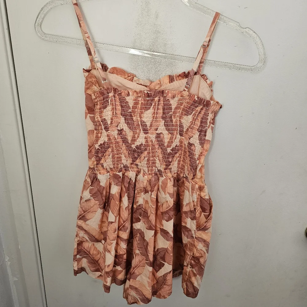 JANIE‎ AND JACK Girls  Smocked Shorts Romper Lined 16 Cotton Peach Beige